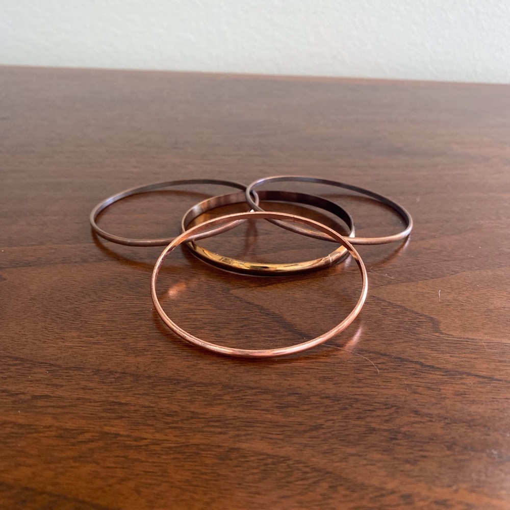 Set of Four Copper Bangles Bracelets!
